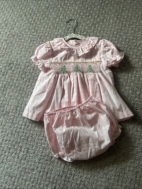 Stitchy Fish Christmas Smocked Diaper Set